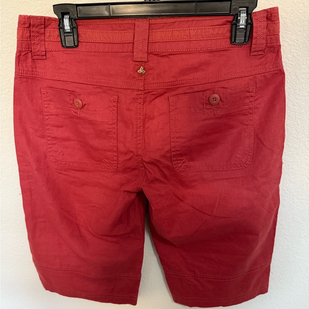 Prana Kelly Knicker Walking Shorts Size 6 Orange-Red Bermuda Utility Linen Blend - Picture 7 of 8